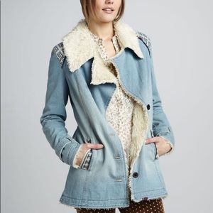 Free people Faux Shearling-Lined Denim Coat